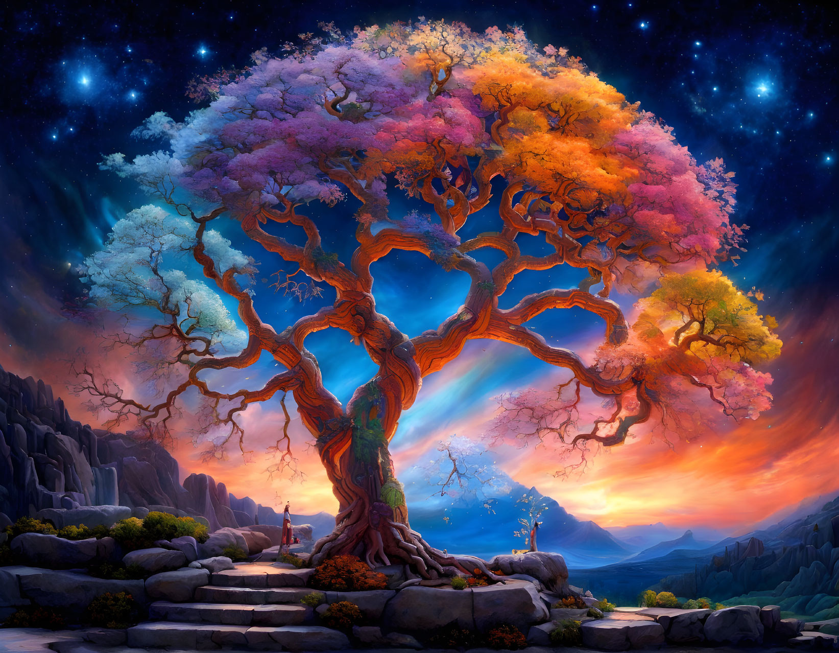tree of life across the starry night