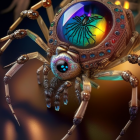 Spider image with ornate jewelry-like body and legs, gemstones, metallic textures