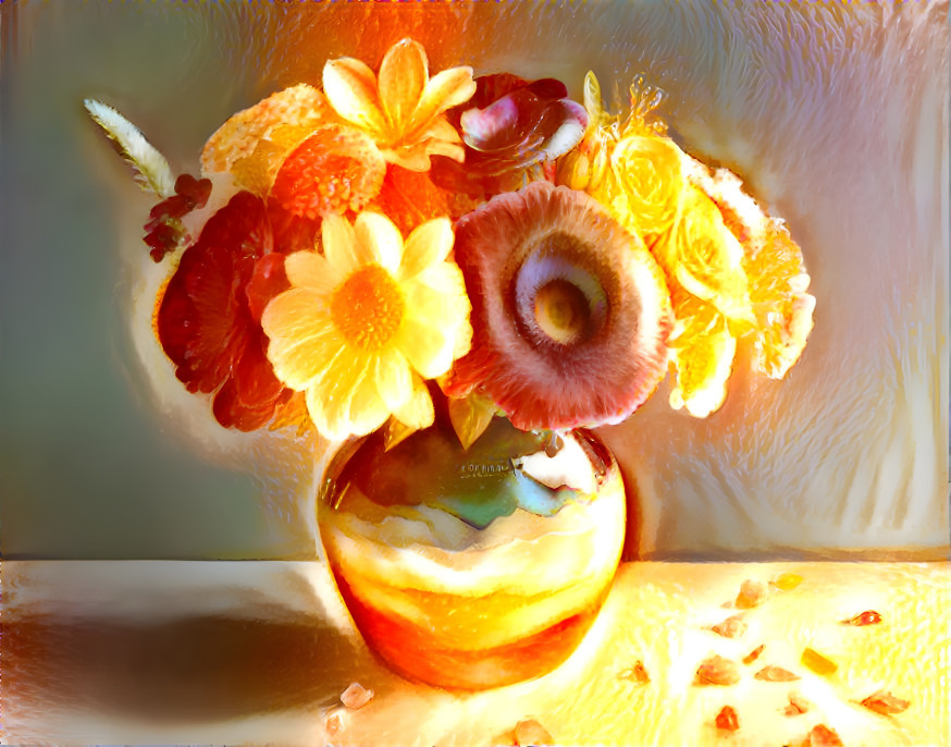 Orange sun flower pot
