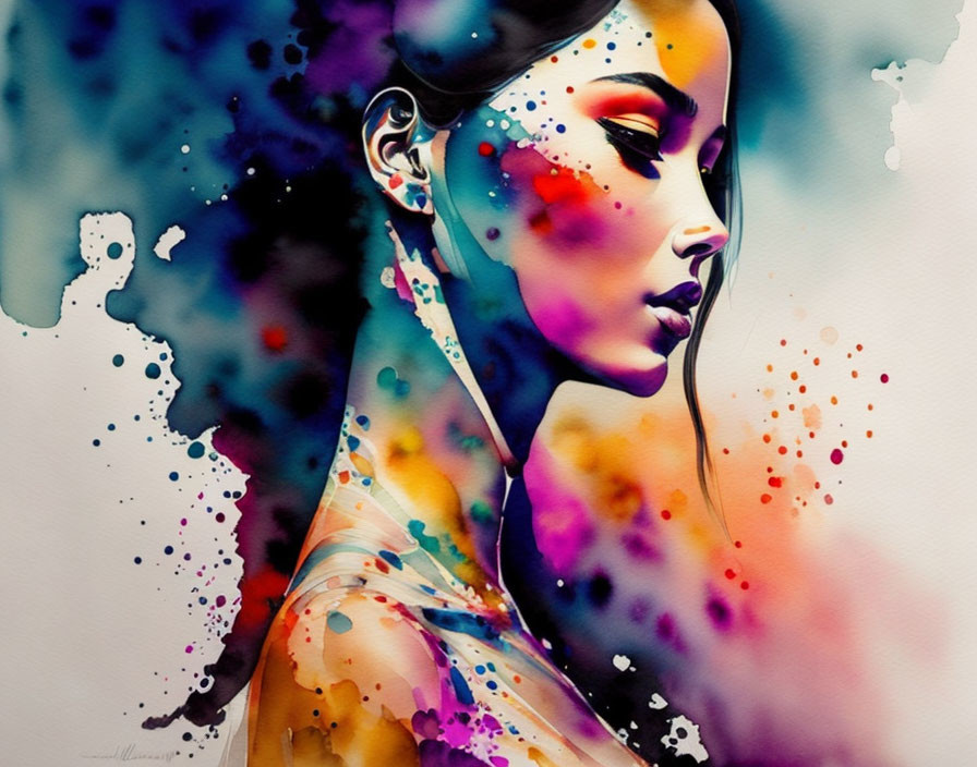 watercolor ink woman 