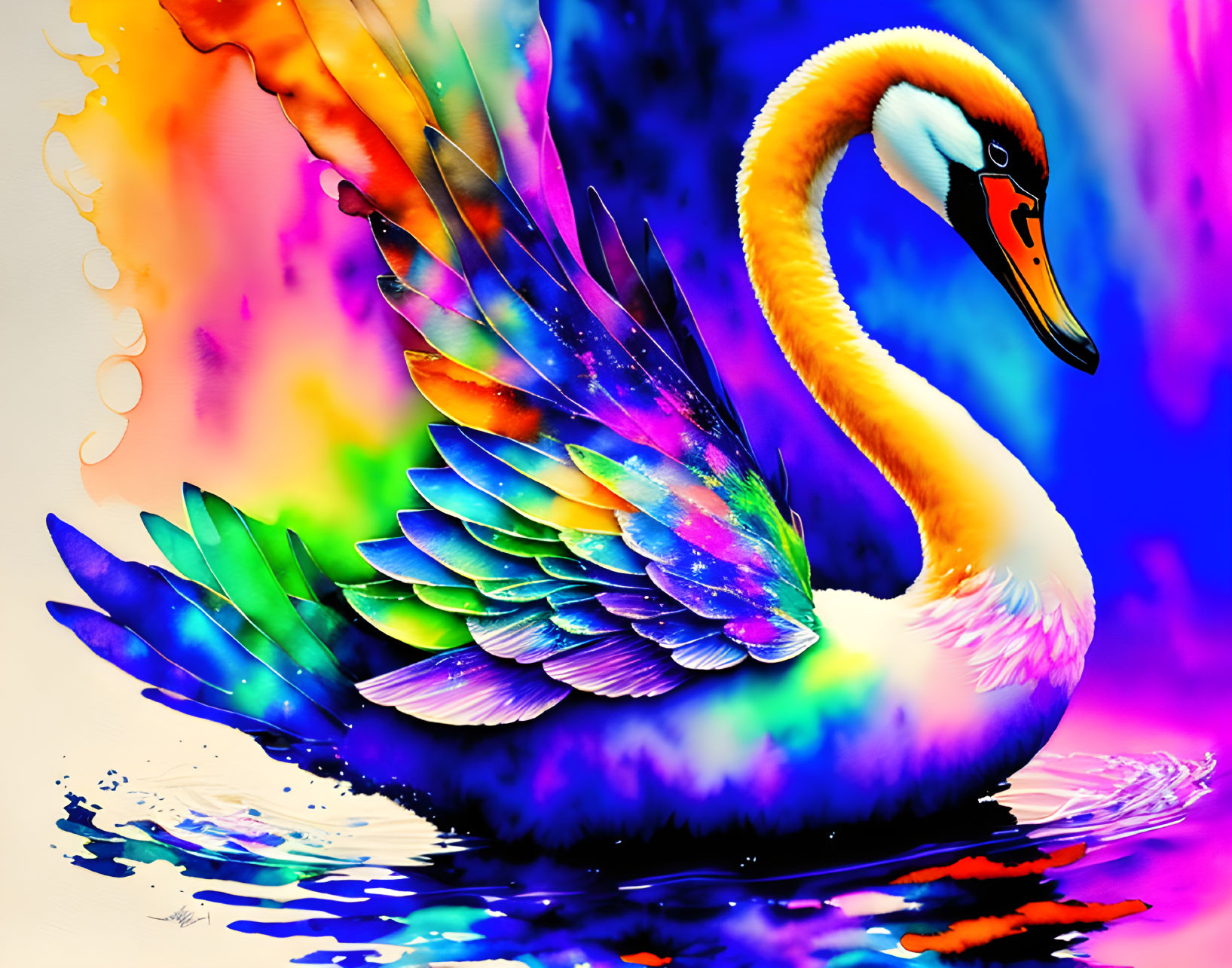 A watercolor painting of a beautiful swan ;)