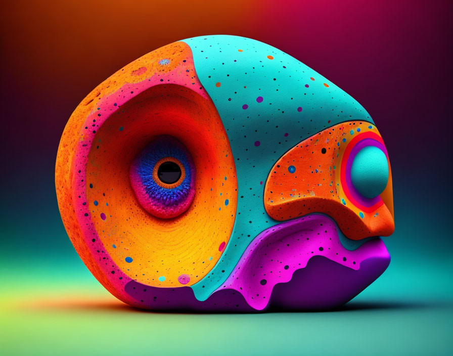 Colorful Abstract 3D Illustration with Eye-Like Structure