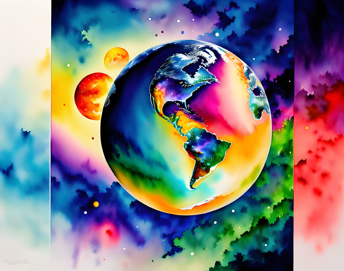 watercolor of the earth and its peace