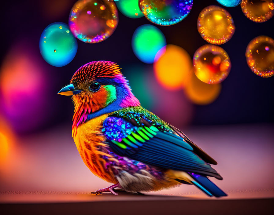 Colorful Bird with Detailed Feathers in Front of Iridescent Background