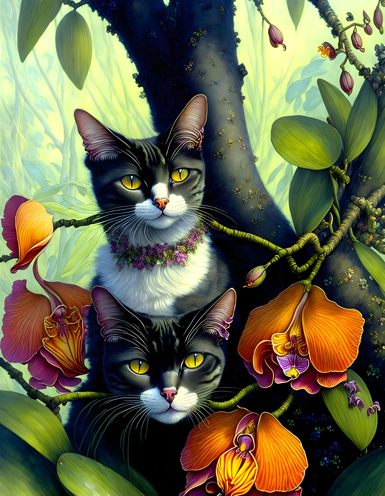 Orchid cat, Eyes all pupil, when skies turn grey. 