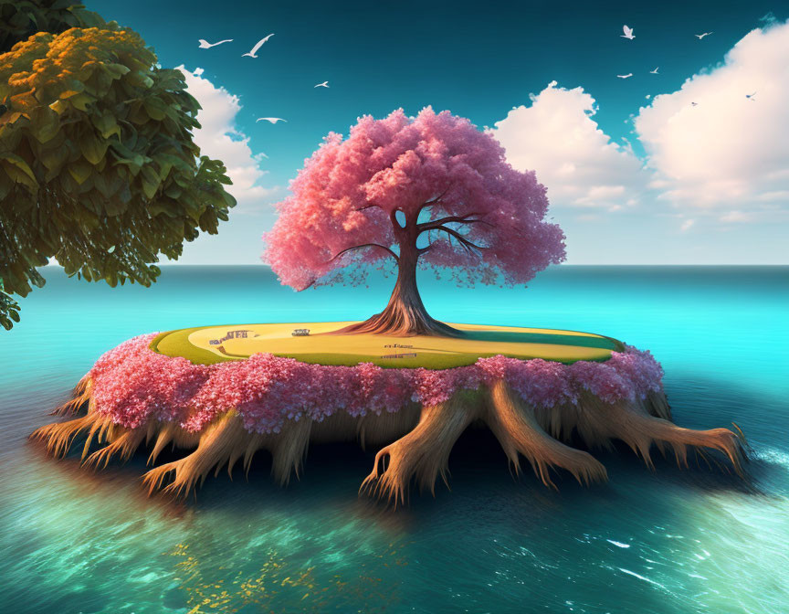 Tree in island
