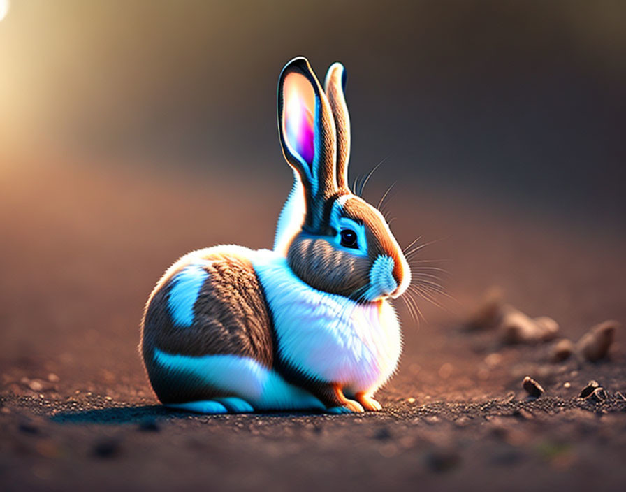Brown and White Rabbit in Golden-hour Sunlight
