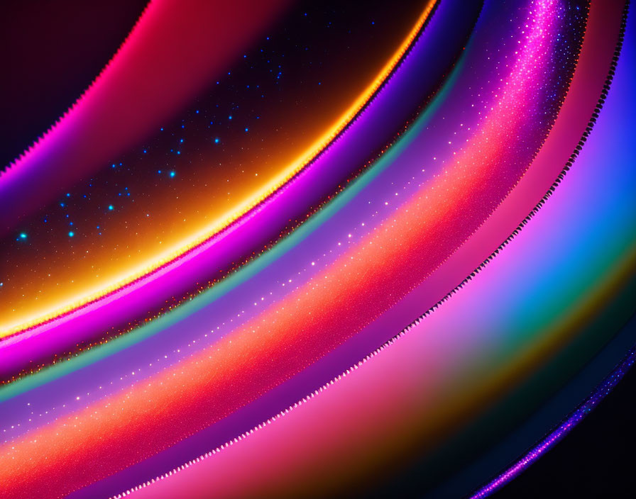Abstract Cosmic Scene with Neon Light Streaks on Dark Background