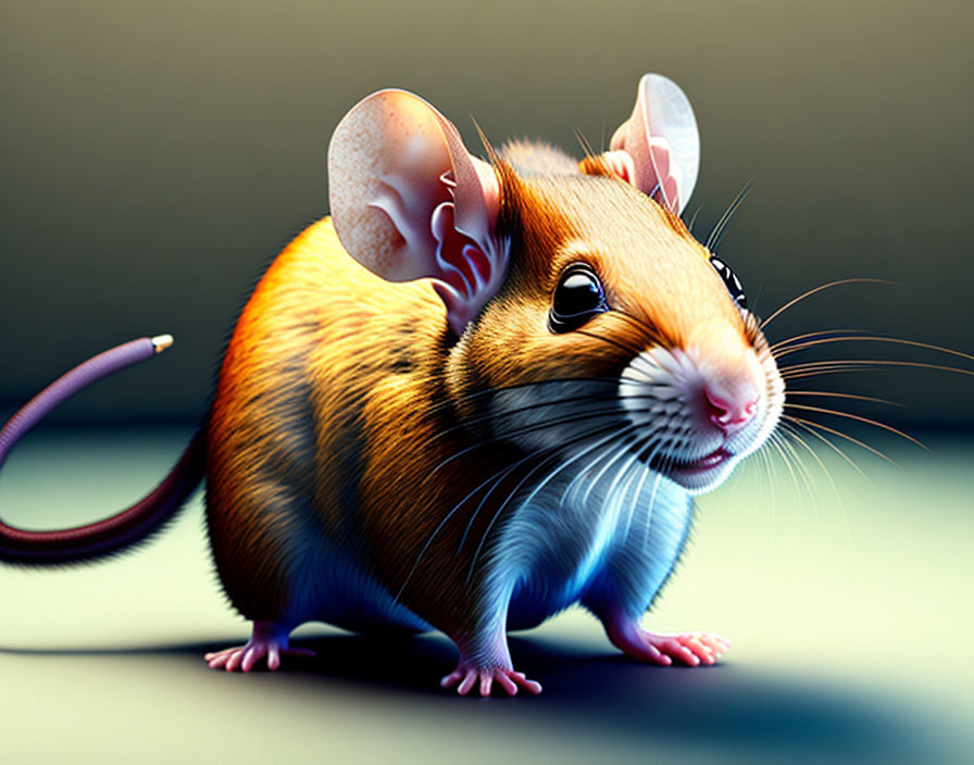 Colorful Stylized Mouse Illustration with Pronounced Features