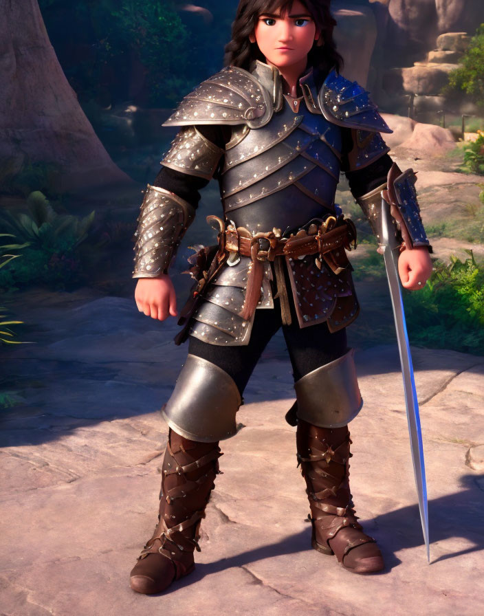 Young warrior in leather armor