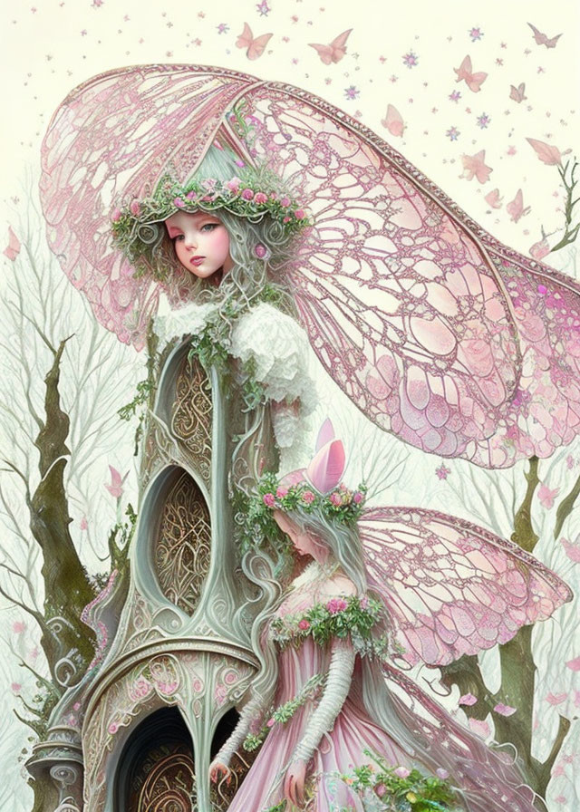 fairy in the magical world in pink