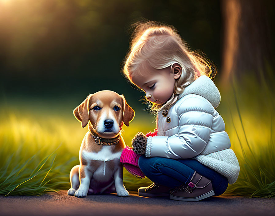 child and dog 