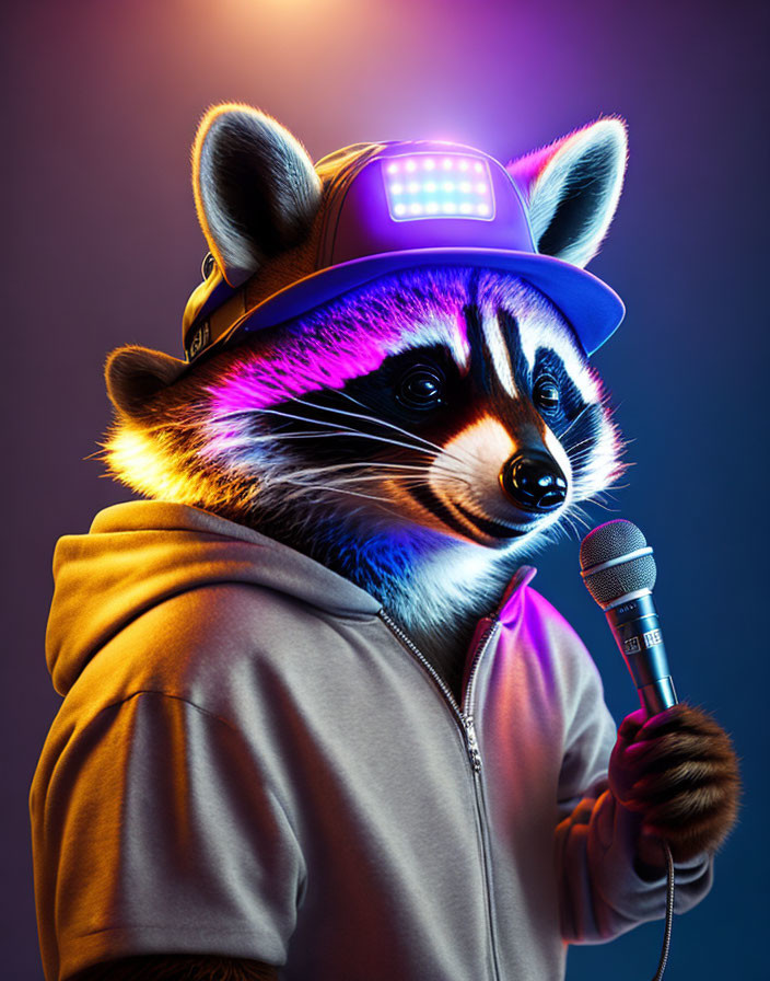 raccoon on stage 