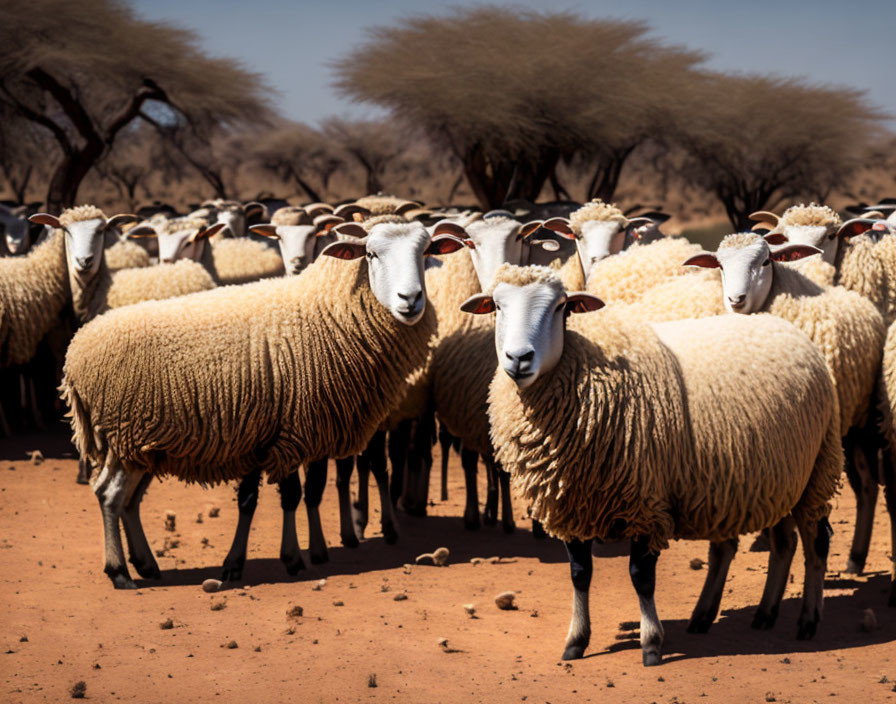 Thick, Curly Fleece Sheep in Desert-Like Setting