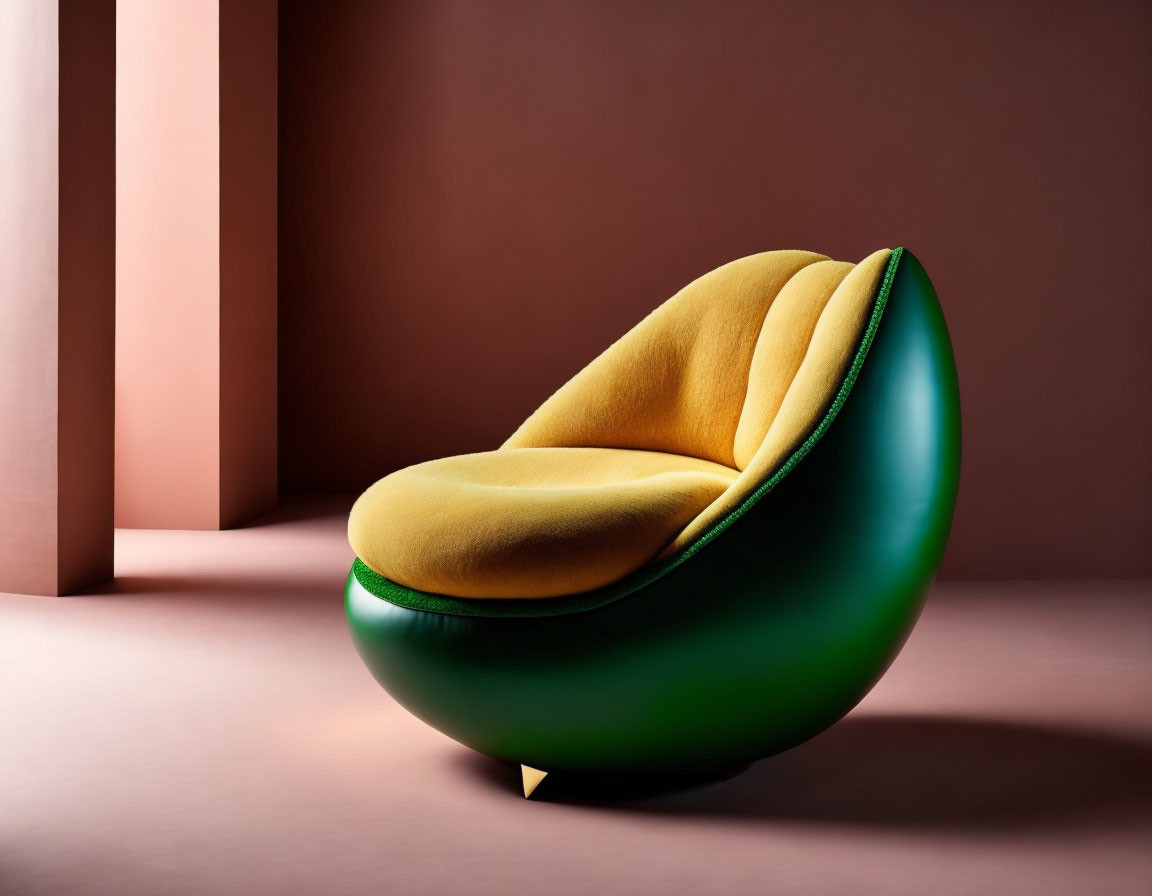 Contemporary Green and Yellow Chair on Soft Geometric Background