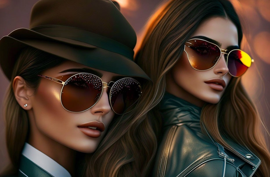 Fashion ladies with sunglasses