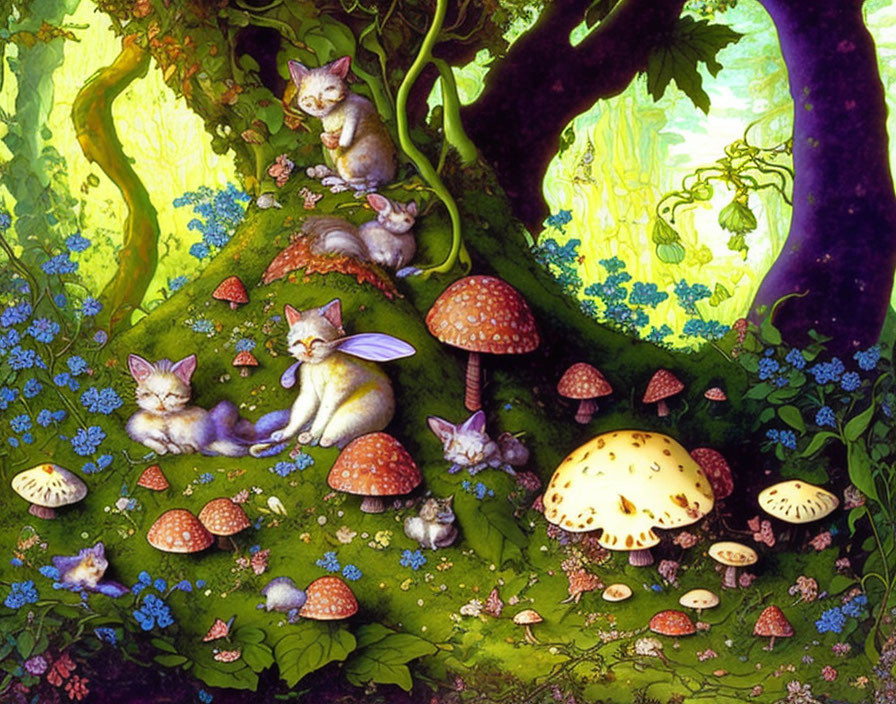 kittens in fairy forest