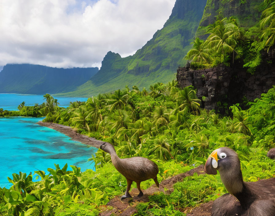 Mauritius with dodo and nature