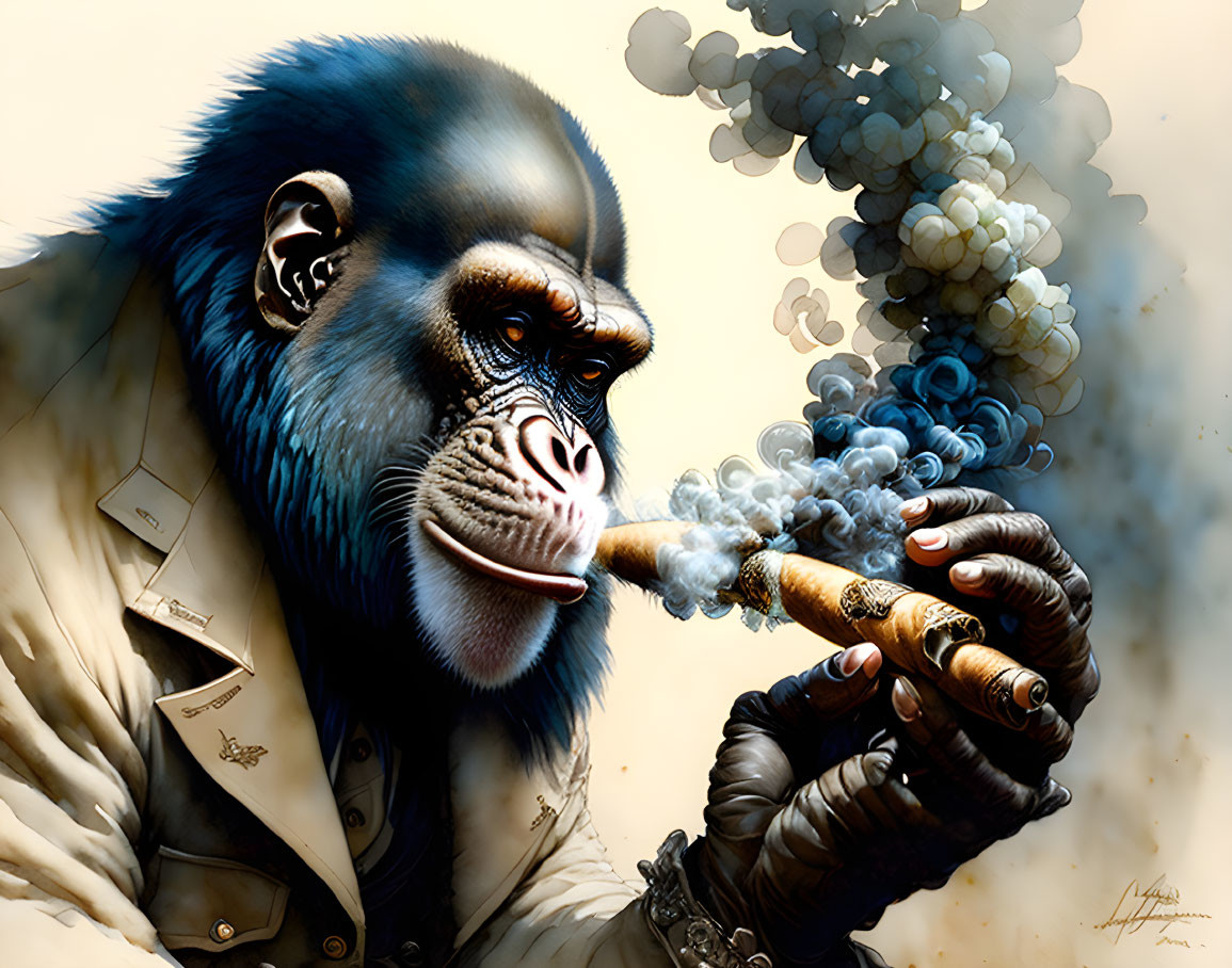 Ape Smoking Cigar