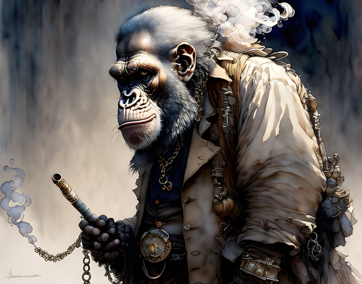 Ape Chain Smoking