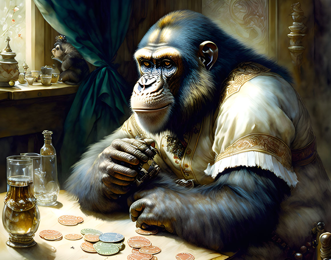 Ape Playing Poker