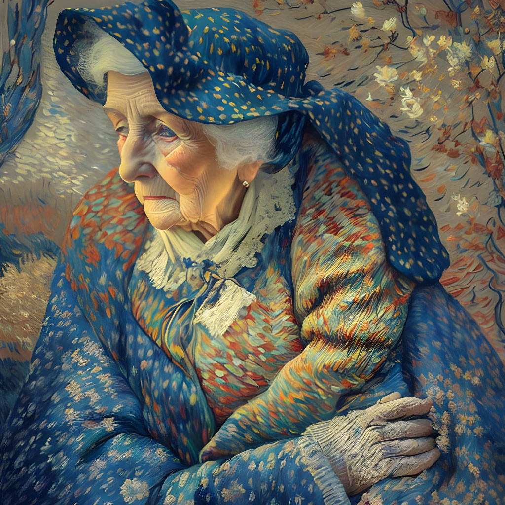 old woman in the style of Vincent Van Gogh