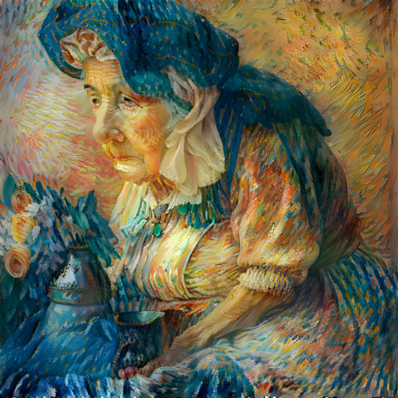 old woman  in the style of Vincent Van Gogh