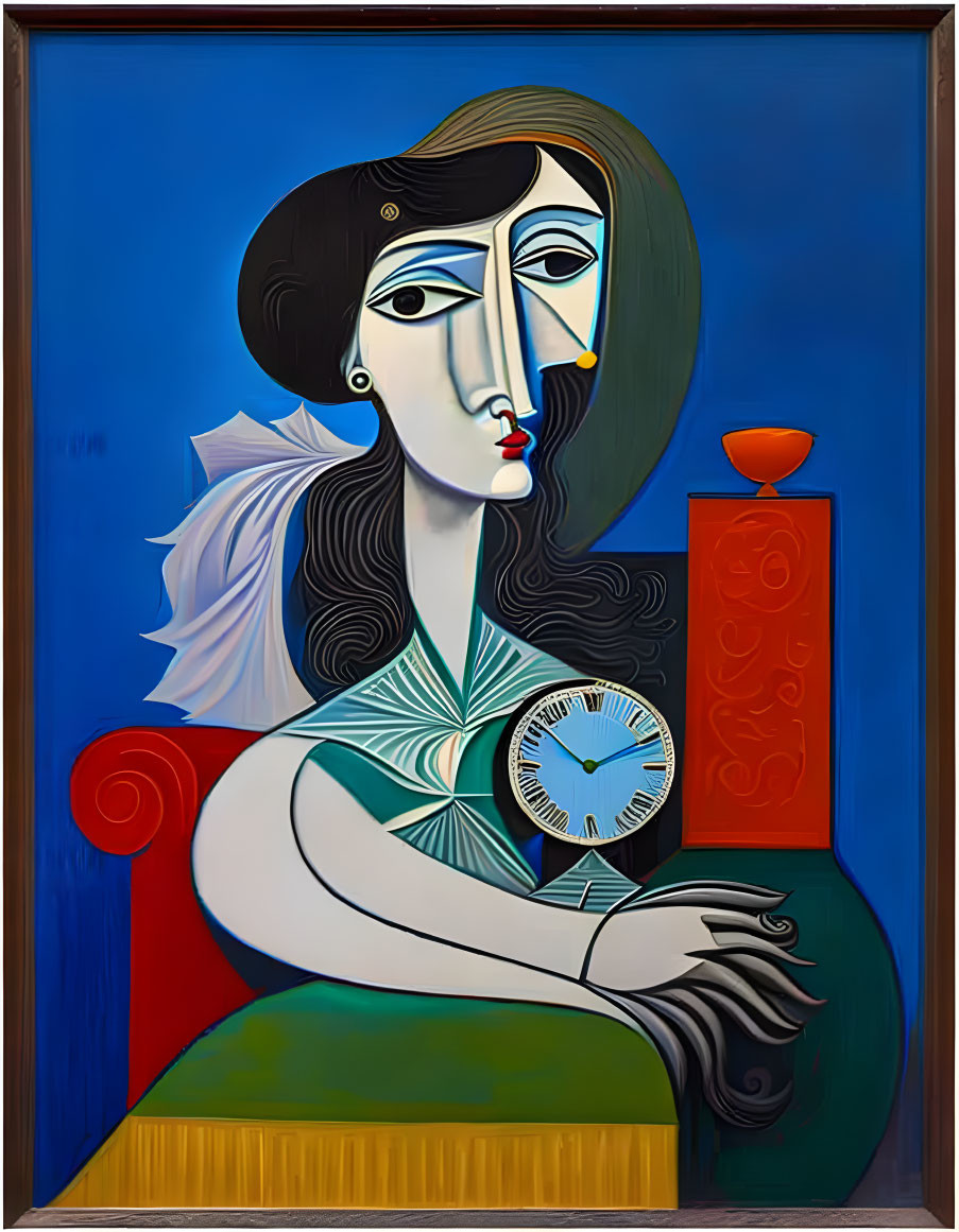 women with a watch. Painting by Picasso