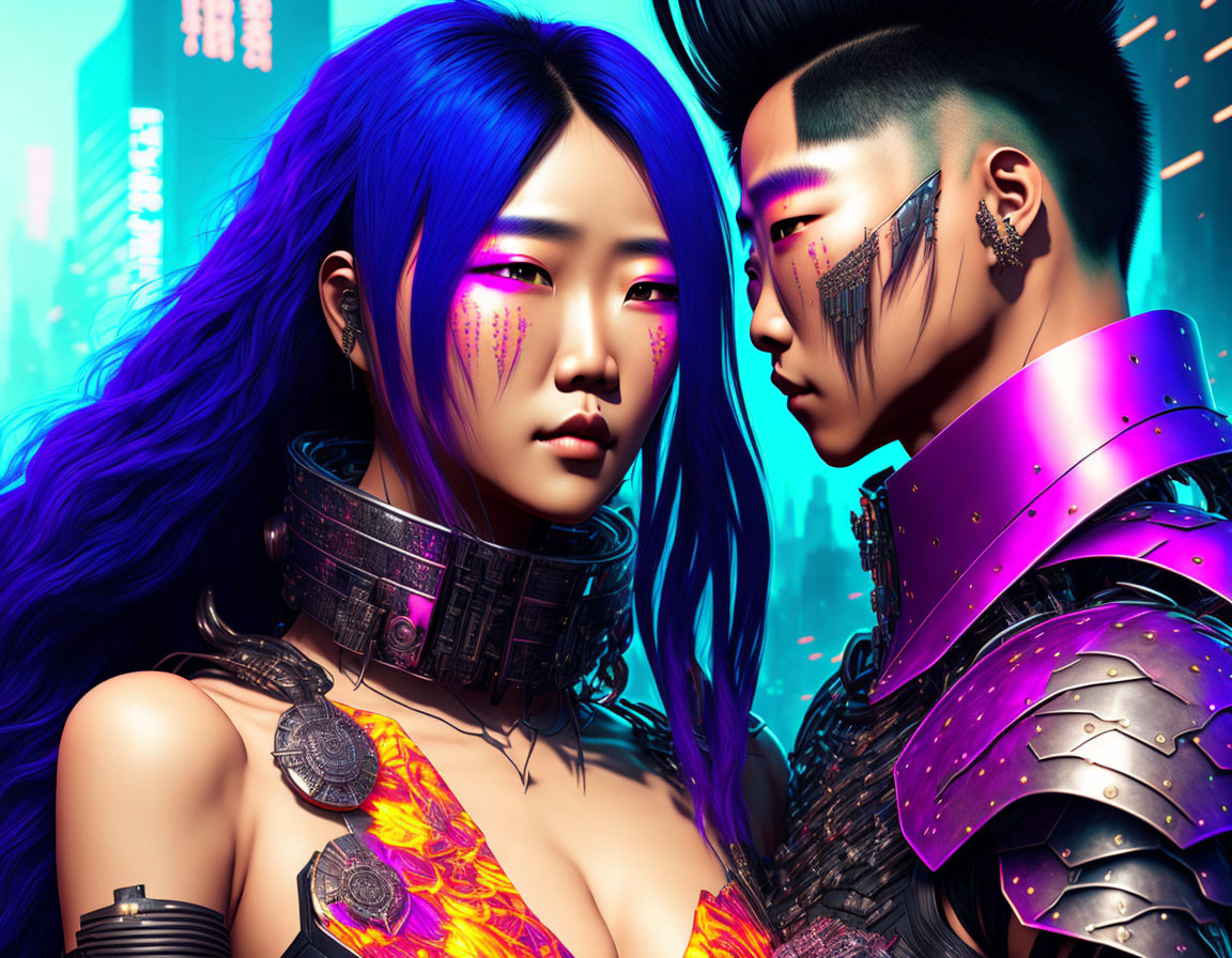 Hanu & Neo: Cyberpunk asian couple