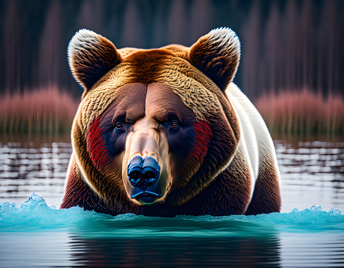 Brown bear in lake