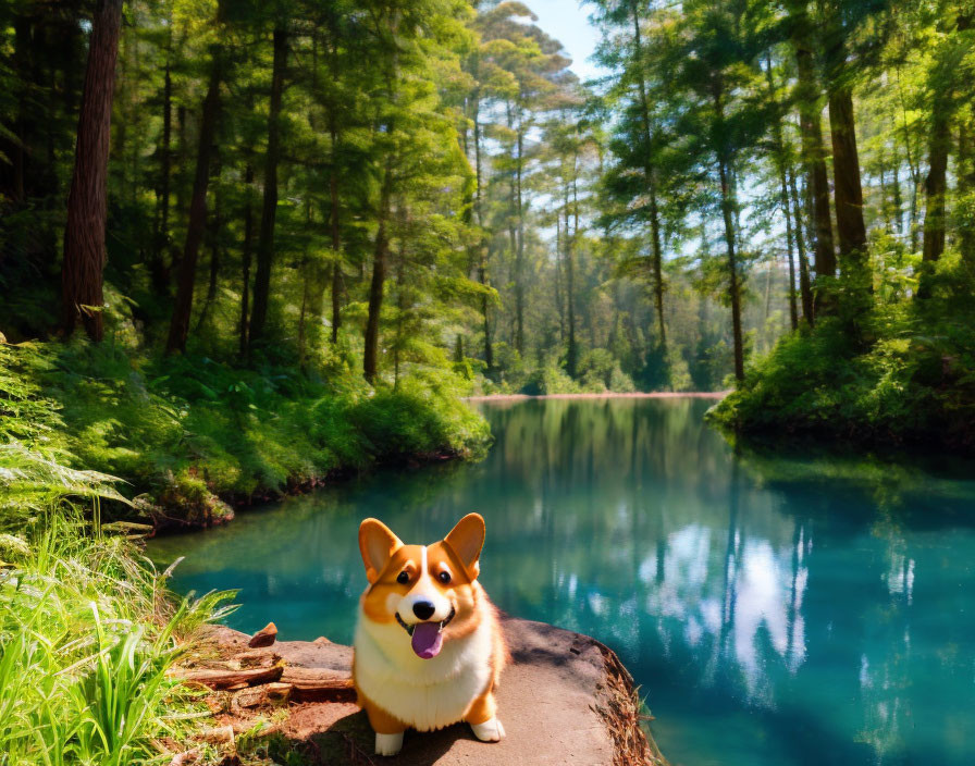 corgi in the forest