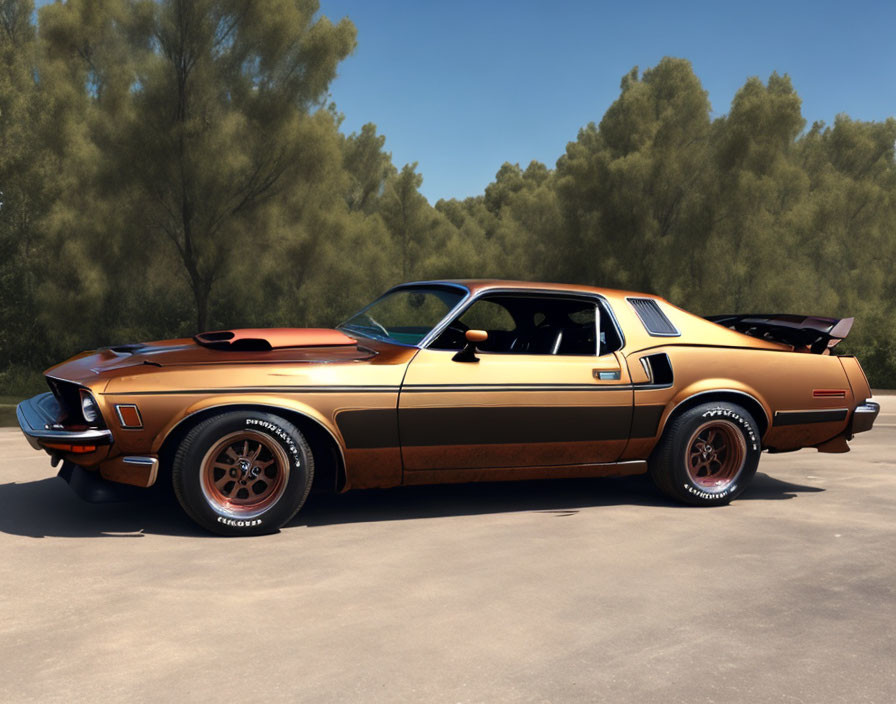 Classic Muscle Car with Two-Tone Brown and Gold Exterior