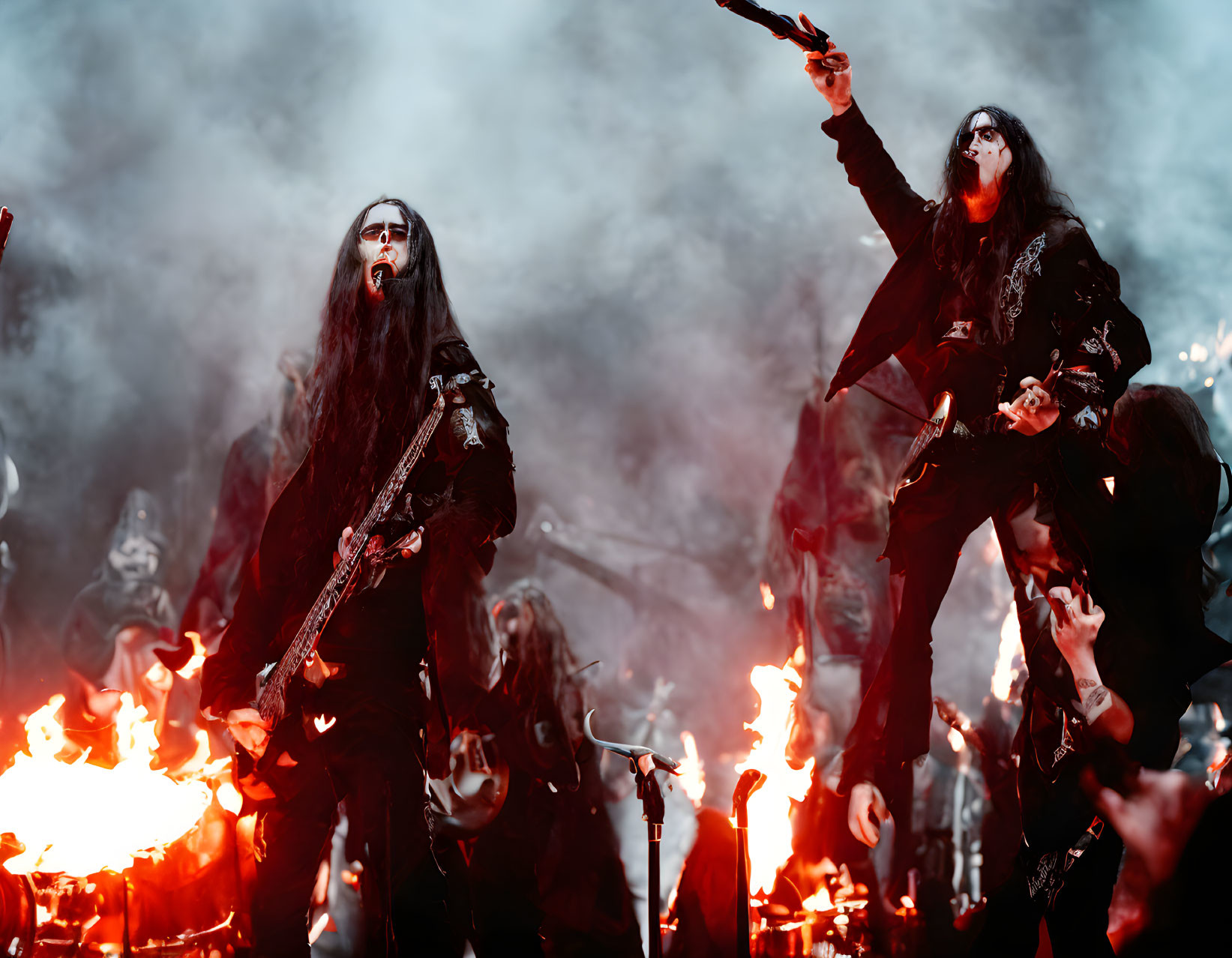 Black metal band performing.
