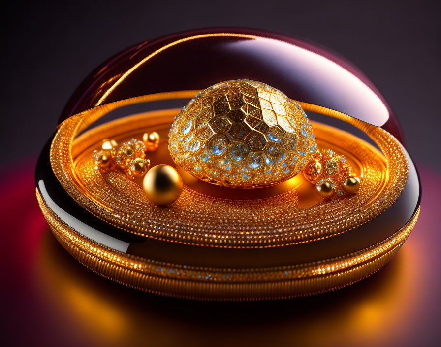 Luxurious Bejeweled Egg on Golden Gem-Studded Base