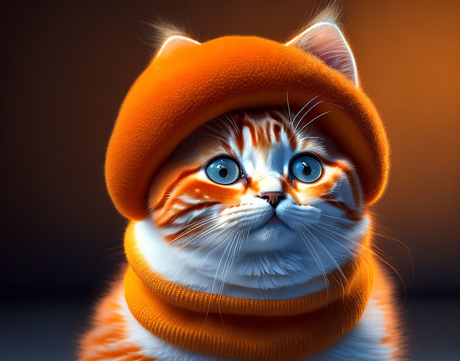 Cute orange cat with hat
