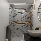 Contemporary Bathroom Design with Freestanding Tub and Marble Walls