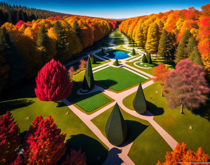 Asymmetrical autumn park landscape
