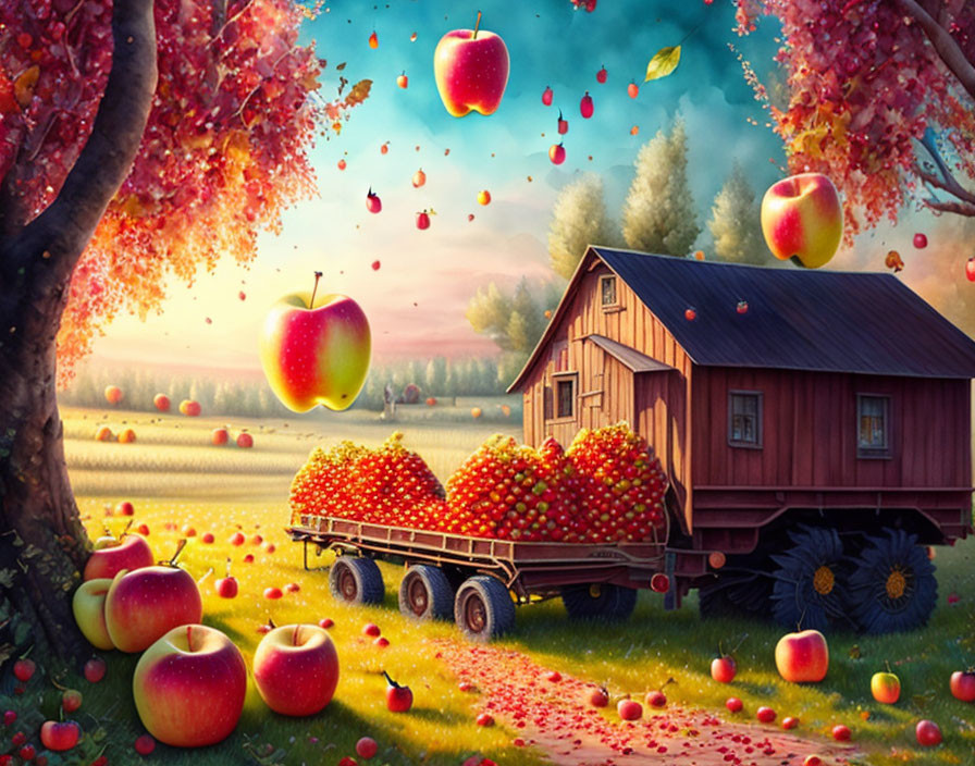 Unreal harvest of apples