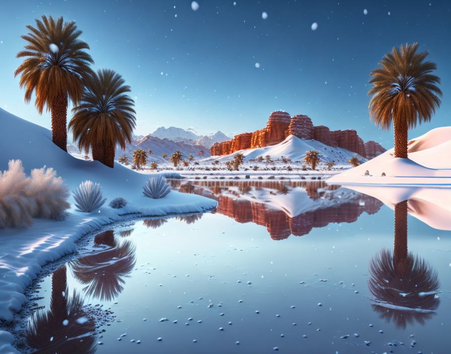 Snowfall in the desert