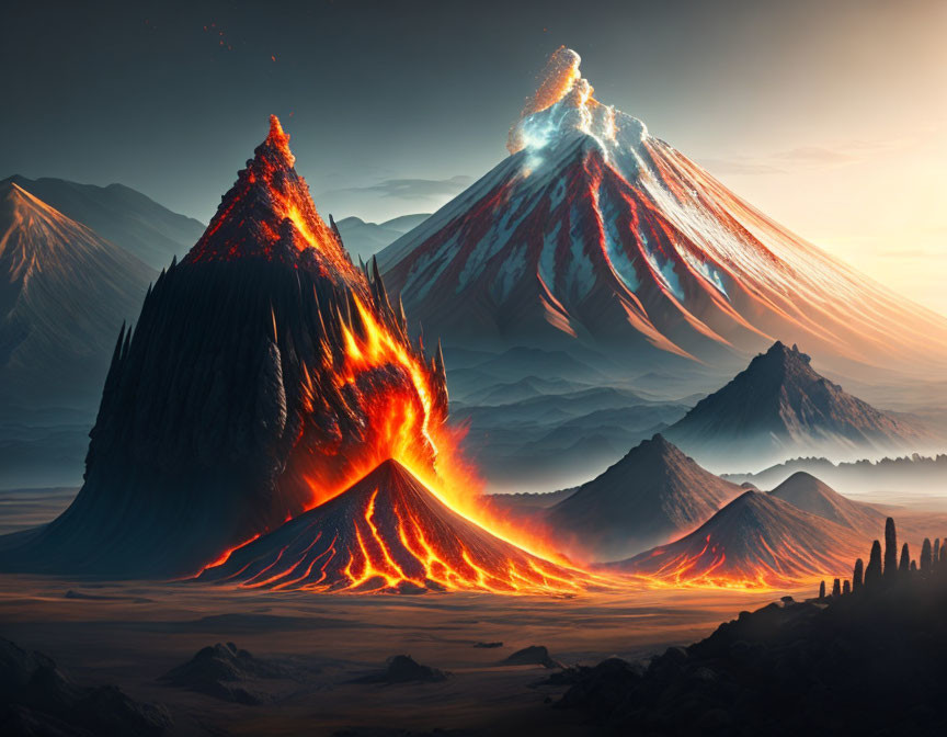 A burning volcano