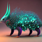 Colorful Digital Artwork: Bird-Like Creature with Iridescent Feathers