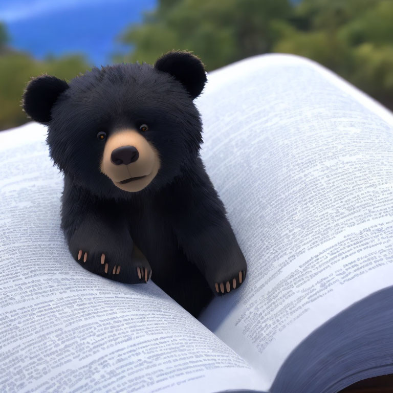 A tiny bear on the book