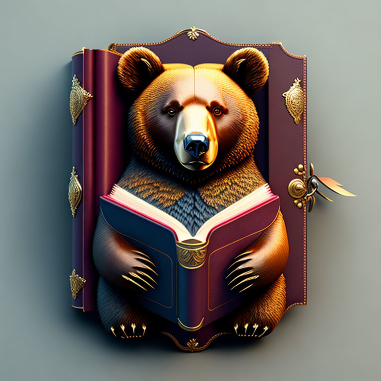 Heraldics of a bear with an open book