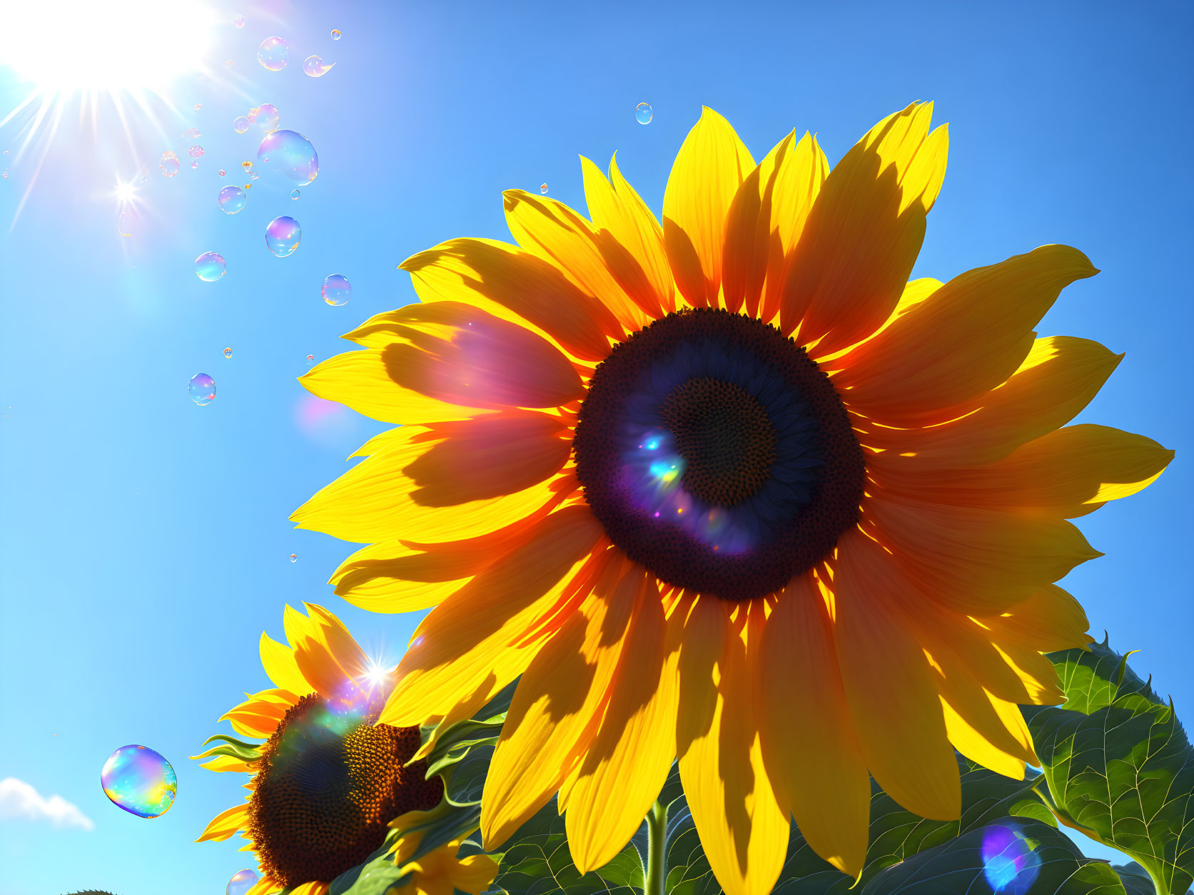 Sunflower, Sunshine, and Rainbow Bubbles 