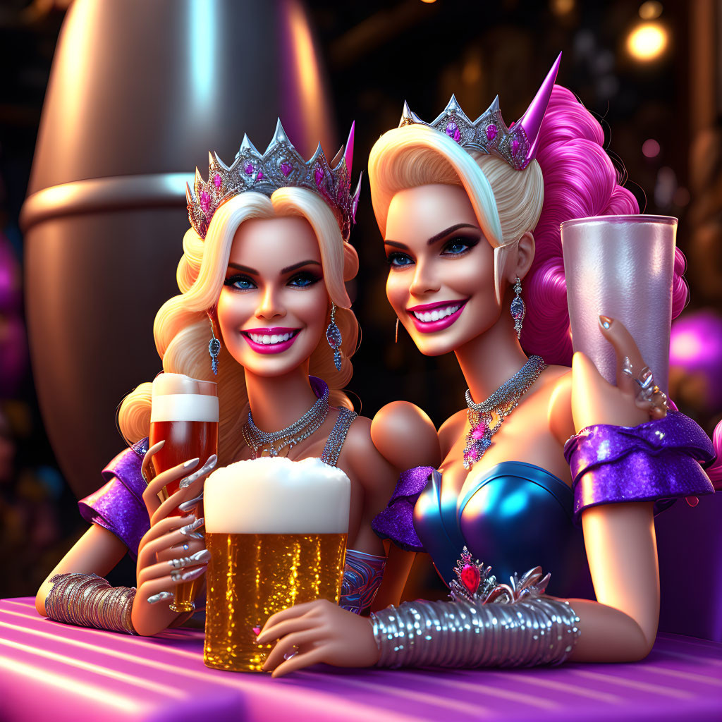 Barbie having a beer
