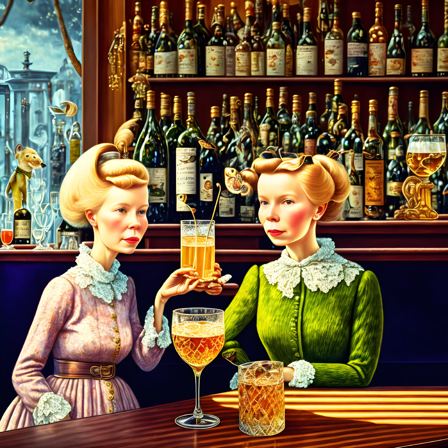 Tove Jansson and her friend in a bar