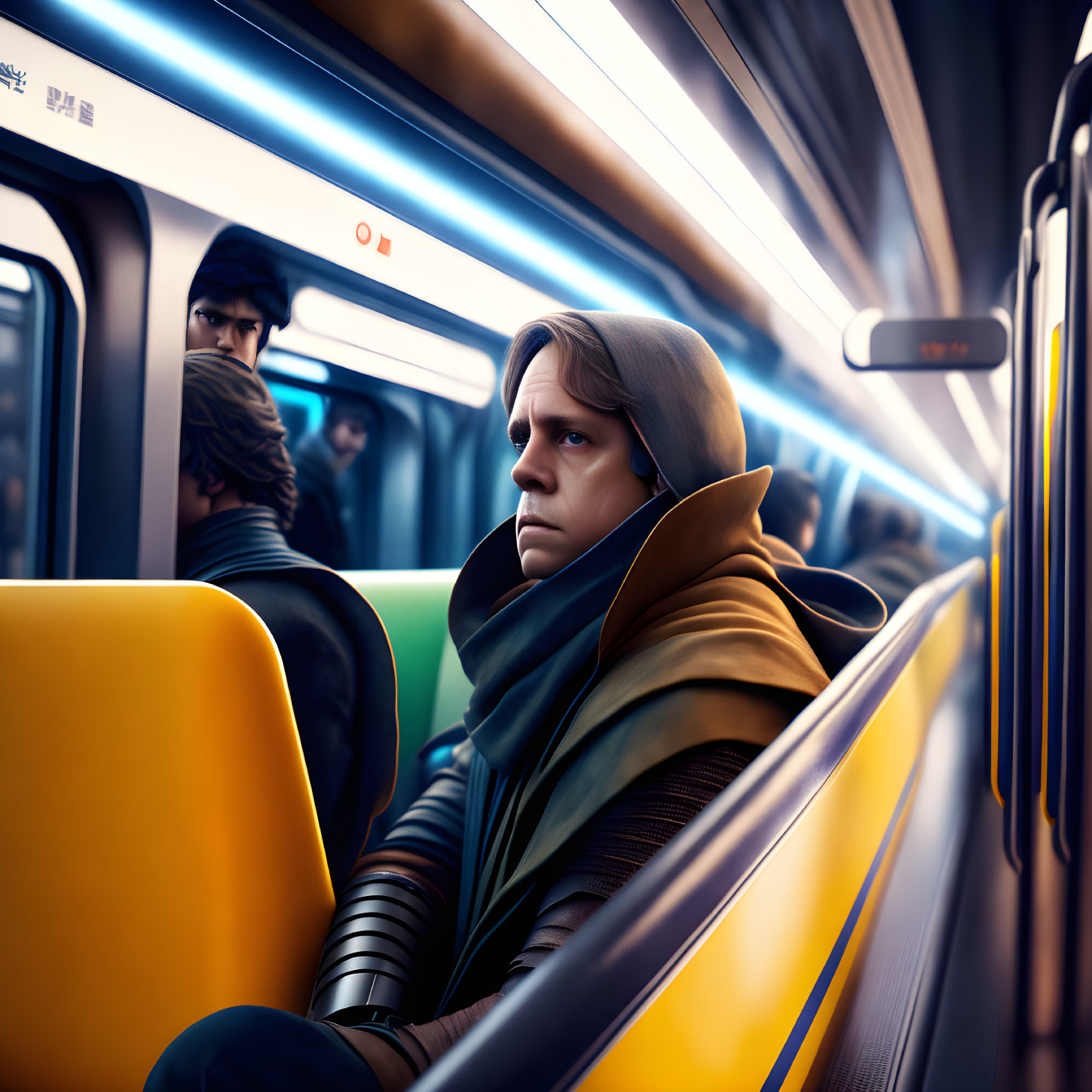 Luke Skywalker in a metro car