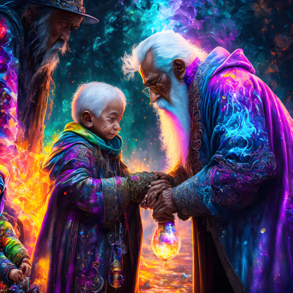 Old warlock with his grandchild