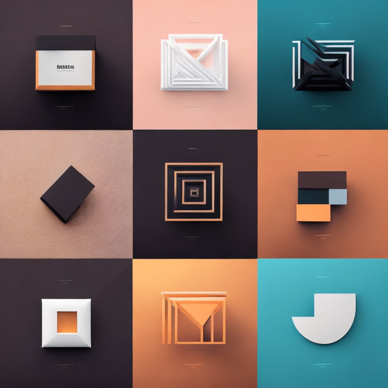 Grid of Nine Square Geometric Minimalist Art Images