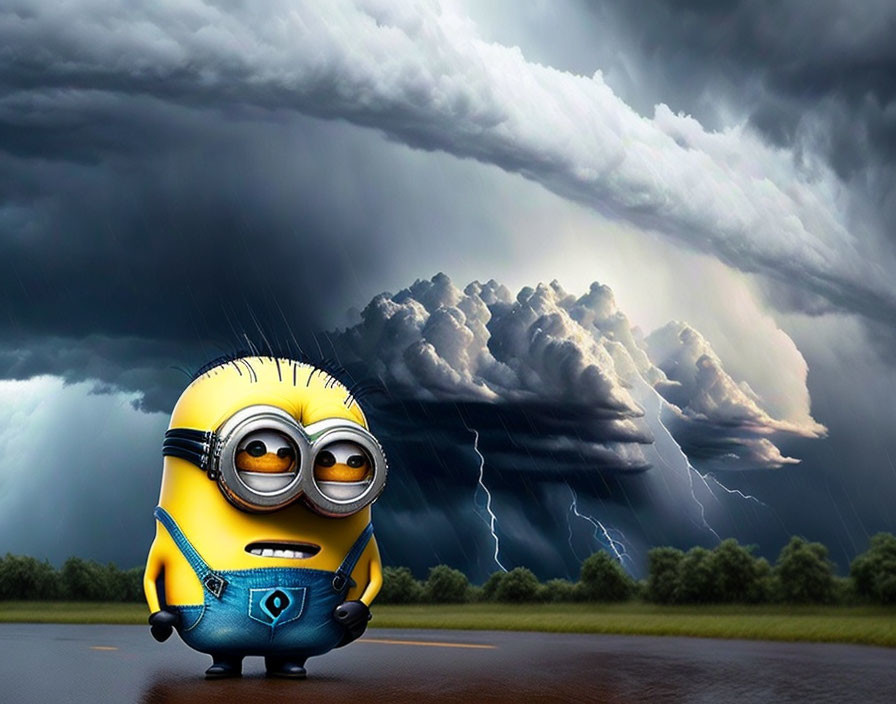 minion with stormy weather